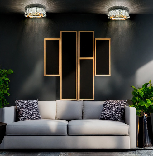 Lampara De Techo Cristal Cortado Plafón Boreal 3 Tonos Led. Plateado