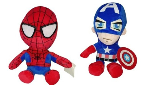 Pareja De Peluche Spiderman Y Capitán América De 24cm