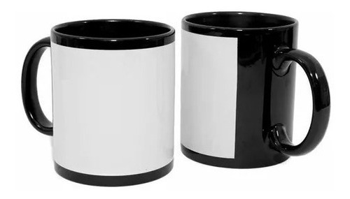 Caneca Preta + Tarja Branca  Personalizada