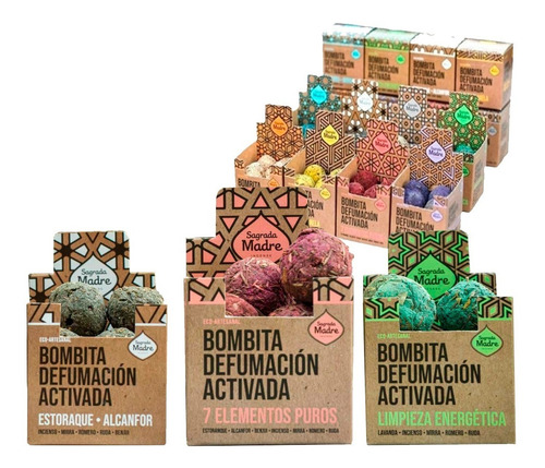 Imagen 1 de 6 de Pack Bombitas Defumacion Sagrada Madre X 3 Cajas De 8