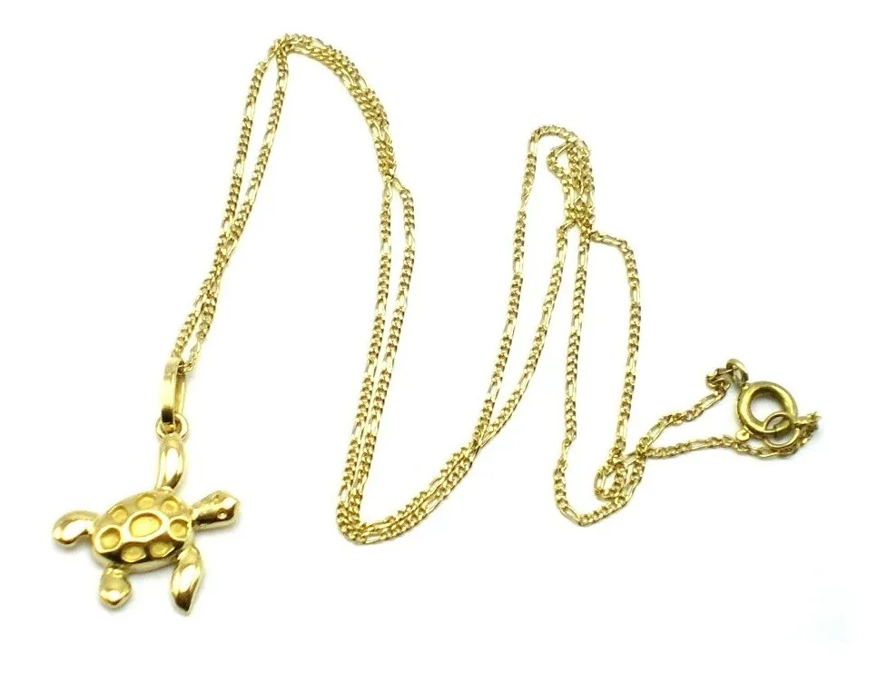 Cadena Y Dije De Tortuga De Oro 18 Kt