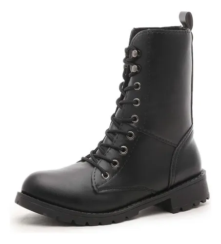 Nuevas Botas Cortas Con Cordones Y Tac n Bajo Y Suela Gruesa