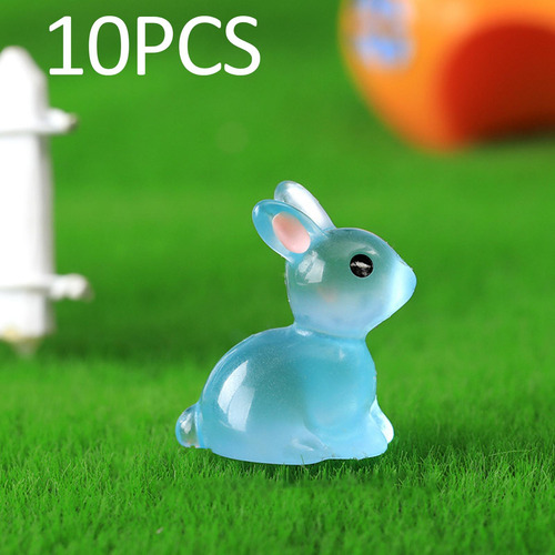 Estatuillas De Conejo De Resina Micro Adornos De Azul