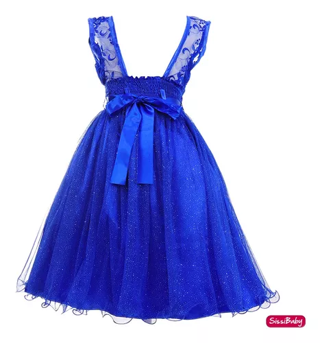 Vestido Infantil Princesa Luxo Azul Royal