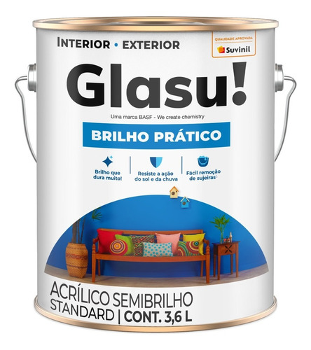 Tinta Acrílica Brilho Prático Glasu! Branco Neve 3,6l