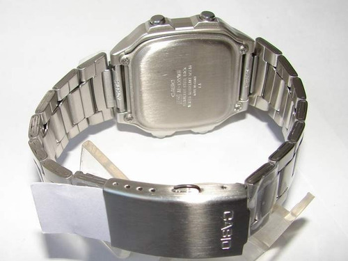 Relógio Casio Masculino Word Time Prata Quadrado Prateado