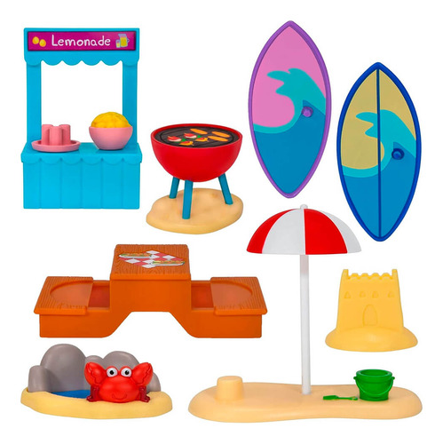 Peppa Pig Conjunto 5 Bonecos + Cenário Dia De Praia Sunny