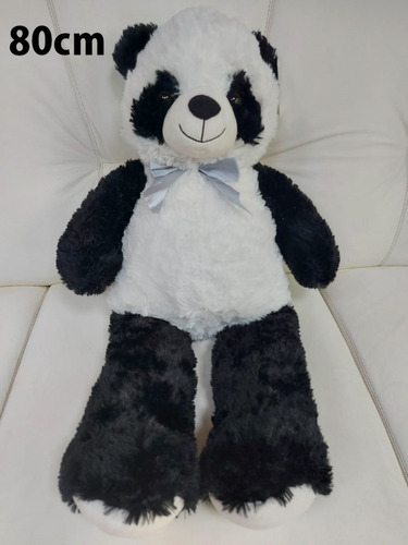 Panda Laço Azul Pelúcia Ursinho 75 Cm Presente Casa Do Urso