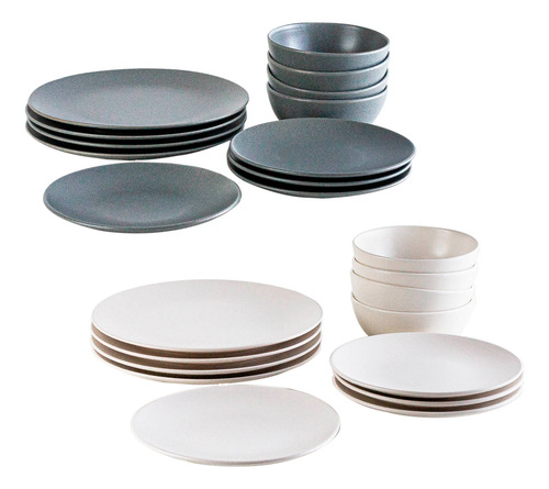 Set X12 Piezas Vajilla Platos Playo Postre Bowls Ceramica