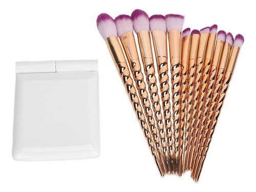Set De Maquillaje Led Mini Cosmetic Mirror Golden Brush De 1