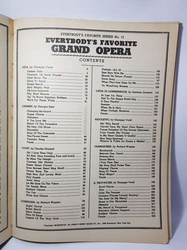 Imagen 3 de 8 de Antigua Partitura Everybody's Favorite Grand Opera Mag 56587