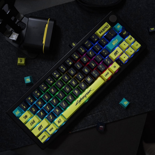 Ultraequipe Pbt Keycaps Cyberpunk Keycaps Brilham Através Do