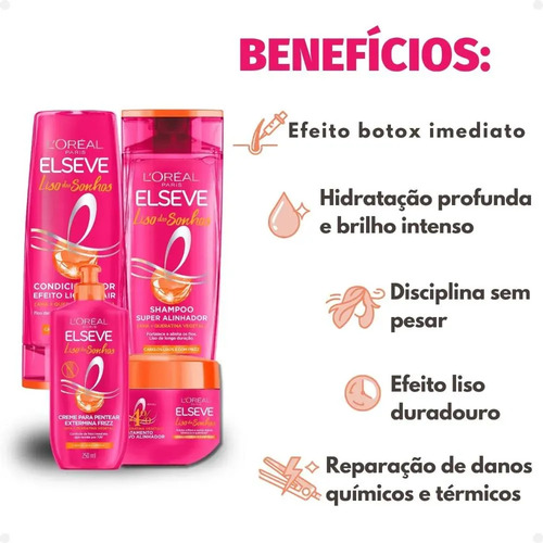 Kit Elseve Liso Dos Sonhos 4 Itens Versão 400ml