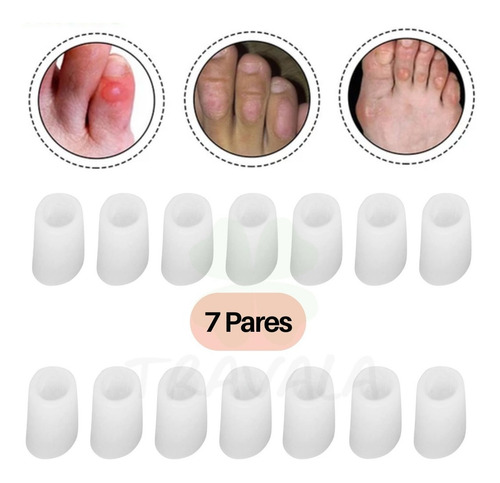 Imagem 2 de 8 de Dedeira Em Gel Silicone 7 Pares Protetor De Dedos Dos Pés