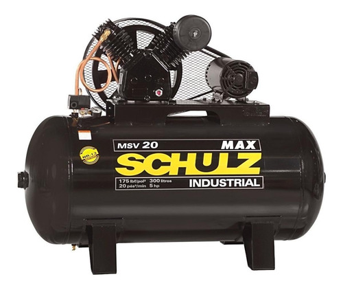 Compressor de ar elétrico Schulz MAX MSV 20/300 trifásica 305L 5hp 220V/380V preto