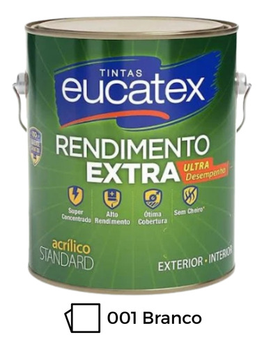 Tinta Interna E Externa Eucatex Rendimento Extra - 3,6 Gl Branco