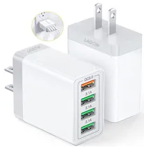 Comprar Cargador De 4 Puertos Usb 48w Lagom Adaptador Clavija Enchufe Cubo De Carga Rápida 1 Puerto De Qc 3.0 + 3 Salidas De Usb Con Luz Compatibilidad Universal 5v\u002F9v\u002F12v Dispositivos De Android Quick Charge