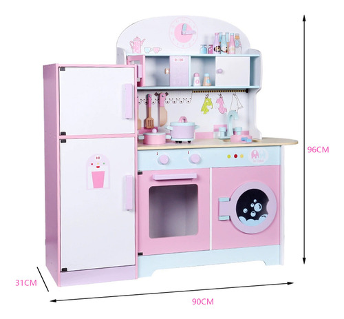 Cocinitas Para Ninas Cocinita Rosa Con Accesorios De Madera
