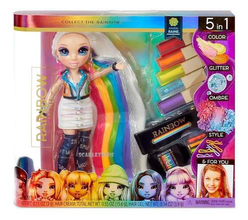 Rainbow High Hair Studio Amaya Raine 5 En 1 Color Glitter