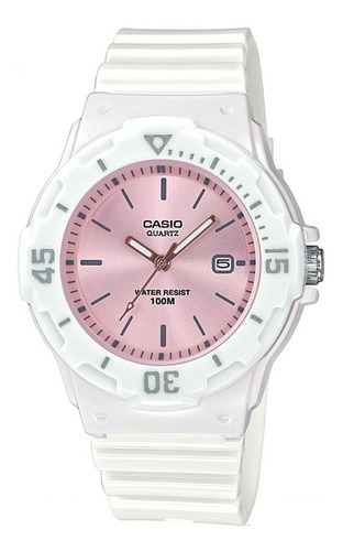 Reloj Casio Lrw-200h-4e3 Para Dama Blanco/ Rosa Color de la correa Blanco Color del bisel Blanco Color del fondo Pink Metalico