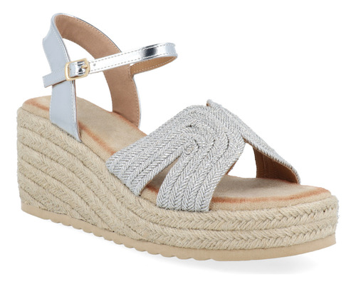 Sandalia Casual Weston Color Plata Para Mujer 5600027