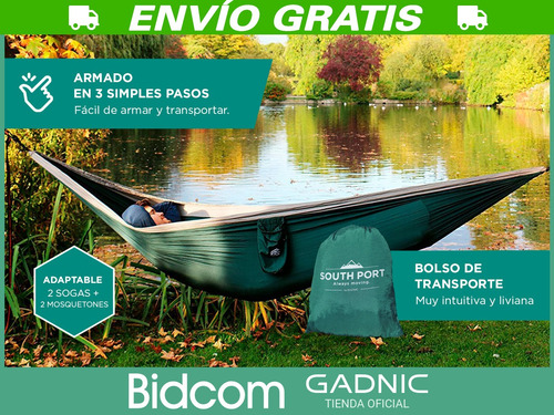 Imagen 3 de 8 de Hamaca Paraguaya 2plazas Gadnic 300x200cm Camping + Bolso
