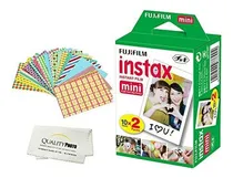 Comprar Fujifilm Instax Mini - Película Instantánea (2 Unidades, 20 Hojas, Color Blanco) + Calcomanías De Marco Y Accesorios De Microfibra Para Cámaras Mini 8 Y 9.