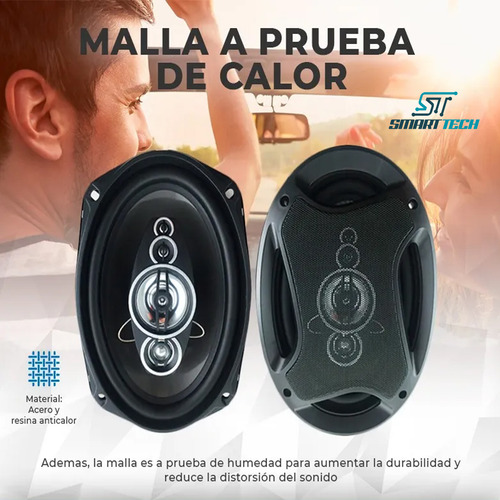 Kit 4 Parlantes Auto 6x9cm 800w 16x24 + 16cm 500w 3 Vias! Color Negro