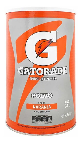 Polvo Gatorade Naranja Rehidratante 2.38 Kg + Envío Gratis