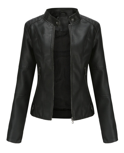 Cazadora Biker Casual De Piel Para Mujer