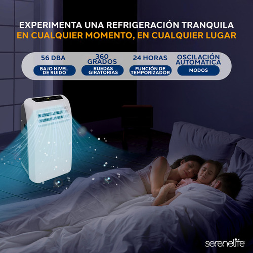 Aire Acondicionado Portátil 12000Btu Serenelife Con Deshumidificador Para Espacios De Hasta 50 M2 Incluye Control Remoto Y Kit De Montaje