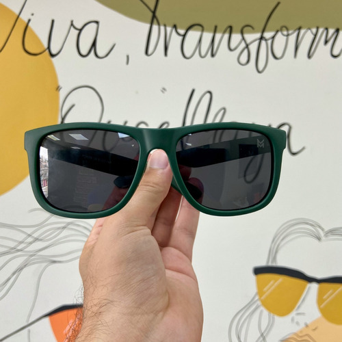 Gafas de sol cuadradas polarizadas unisex Maya Logan con marco verde brinde