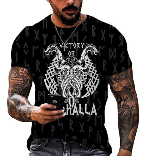 Camisetas De Hombre Con Estampado 3d De Tatuajes Vikingos Vi