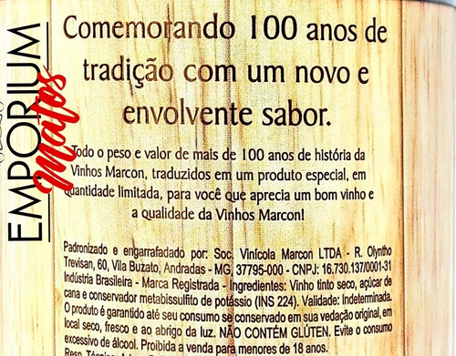 Vinho Bordô Suave Marcon 100 Anos 1 Unidade