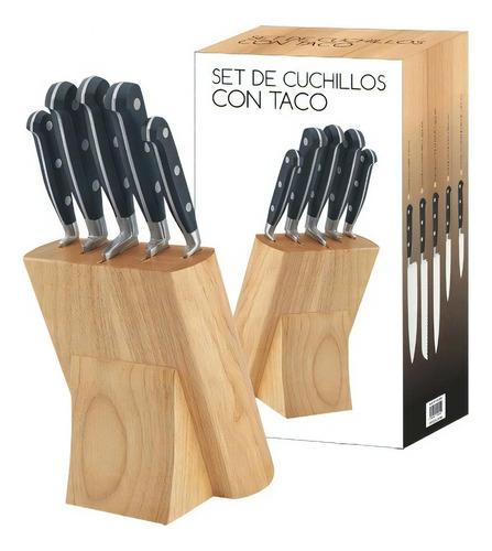 Taco De Madera 5 Cuchillos Forjados/wood D42001 P