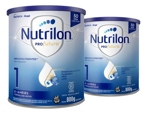 Leche De Fórmula Nutrilon Profutura 1 En Lata 800g Pack X 2u