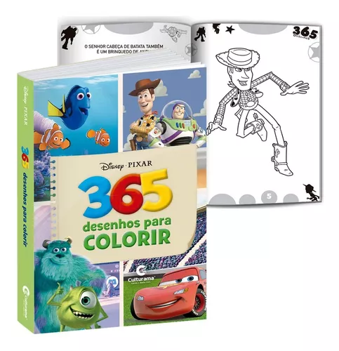 Livro 365 Desenhos Para Colorir Pixar - Disney - Kit de Colorir