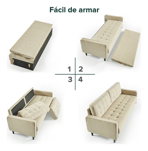 Sofá Zinus Benton 2 Cuerpos Beige