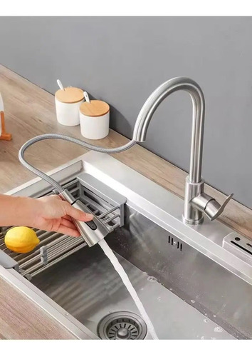 Llave Monomando Lavaplatos Extensible Acero Inoxidable