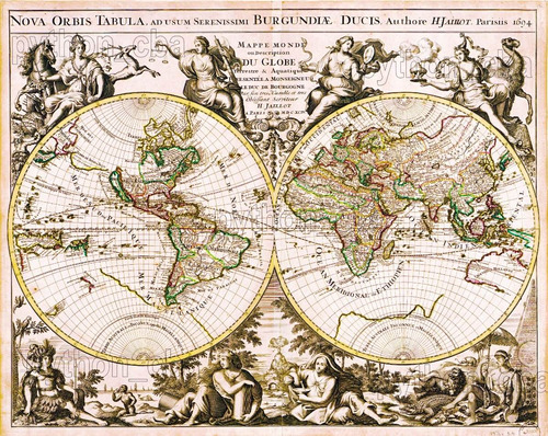 Cuadro Mapa Mapamundi Nova Orbis Tabula De Hubert Jaillot