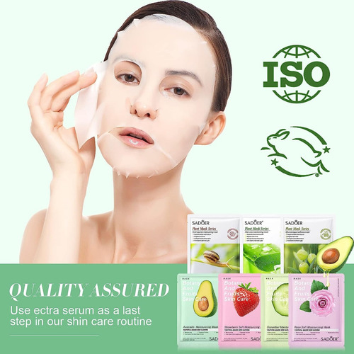 10 Mascarillas Colágeno Reparadora Facial Acido Hialuronico