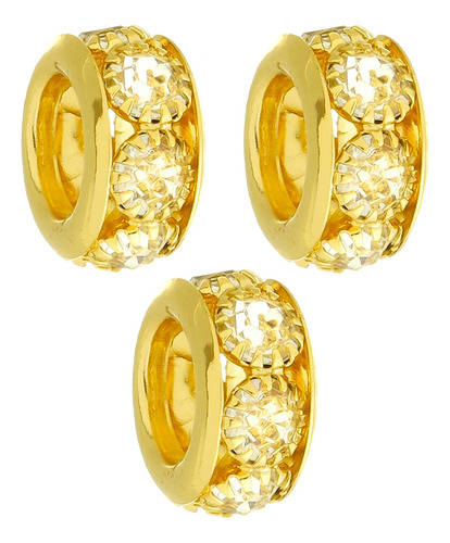 Kit 3 Berloques Separadores Strass Cristal Banhado Ouro 18k