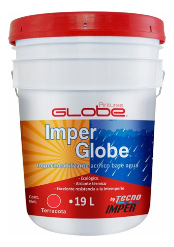 Tecnoimper Impermeabilizante Imperglobe 19 Lt 3 Años  Rojo