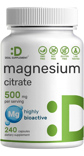 Citrato Magnesio Capsulas 500 Mg Para Los Musculos Calambres