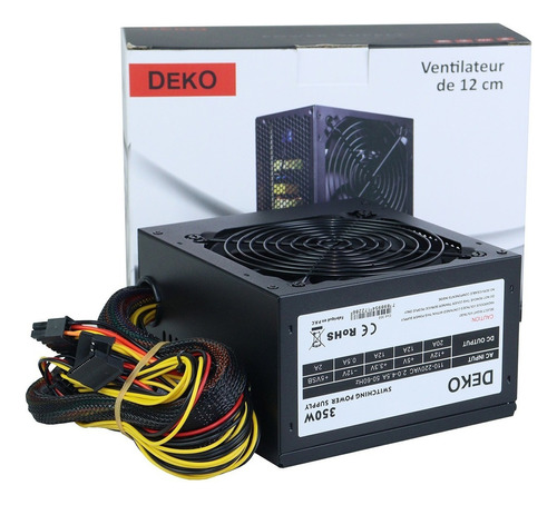 Fonte Atx 350w Real Pc Deko Bivolt 12v4+4p Pciexp6+2p 4sata Cor Preto 110v/220v