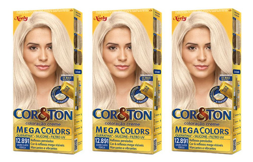 Coloraçao Cor&ton 12.891 Louro Super Perola 50g-kit C/3