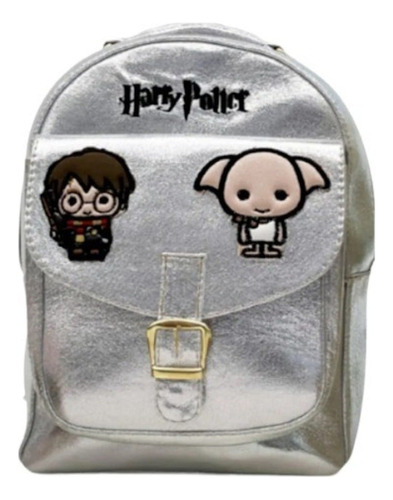Mochila Harry Potter Para Niña O Adolescente Color Plateado Diseño De La Tela Liso