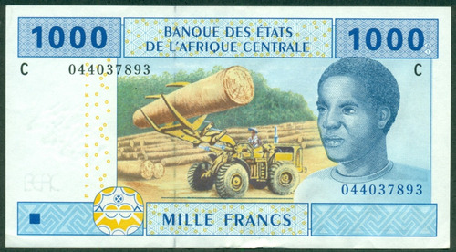 Chad África Central Billete 1000 Francos 2002 #607c Mb+