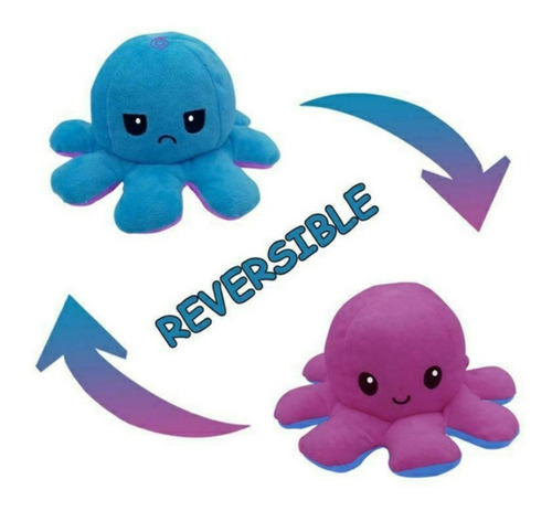 Peluche Pulpo Reversible Feliz Y EnojadoVariedad Colores