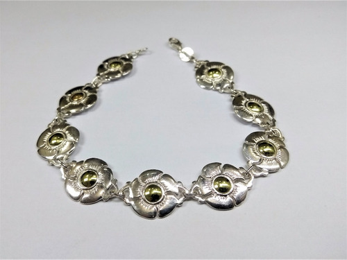 Pulsera Flores Tradicional Plata 925 Y Oro